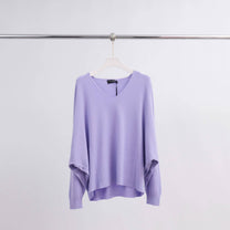 Maglione oversize con scollo a V in misto viscosa