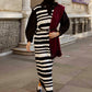 Abito maxi in maglia a righe senza maniche con collo alto