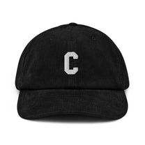Cappellino in velluto a coste con ricamo