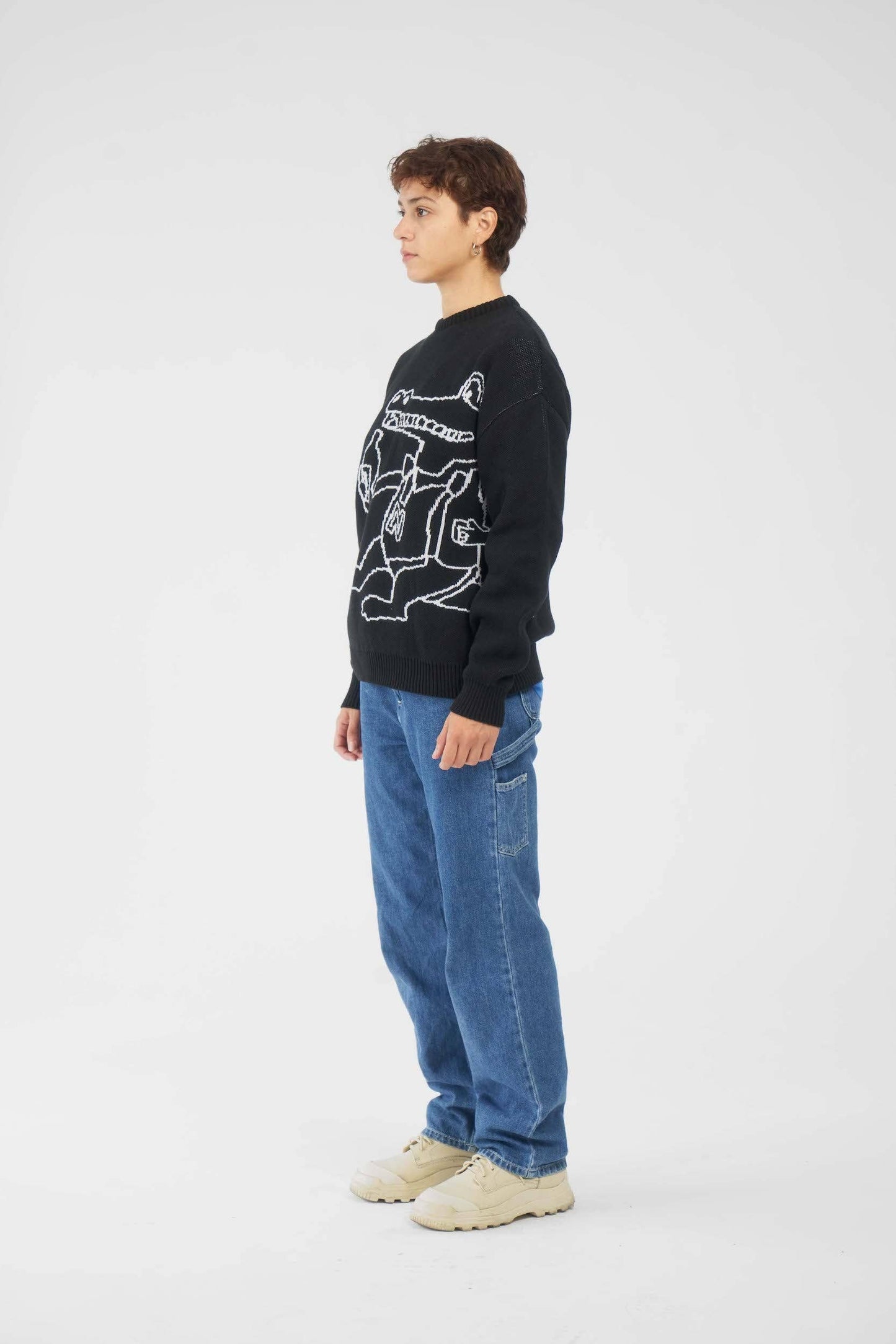 Maglione in cotone biologico con stampa coccodrillo