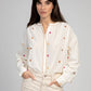 Camicia ecru ricamata a pois multicolor