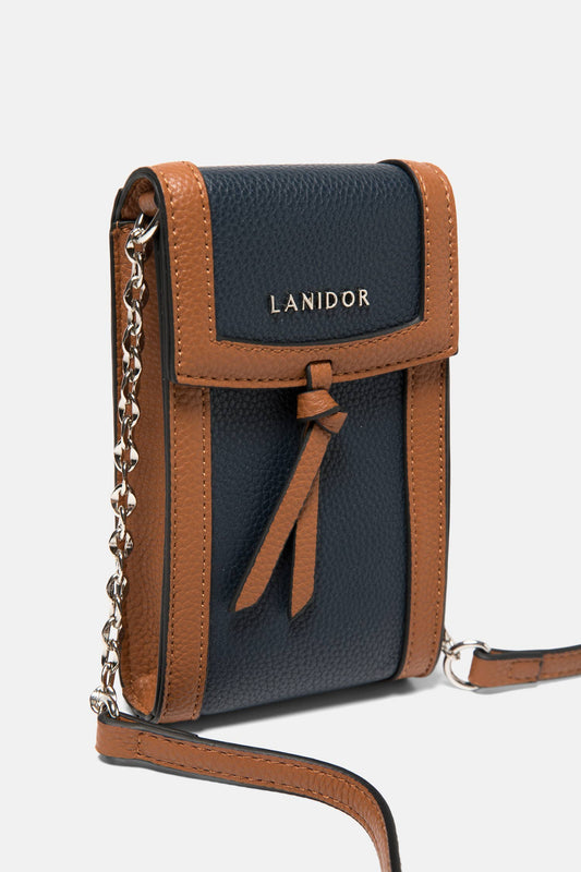 Portafoglio bicolore effetto pelle con tracolla