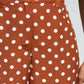 Pantaloni flare a pois caramello a vita alta