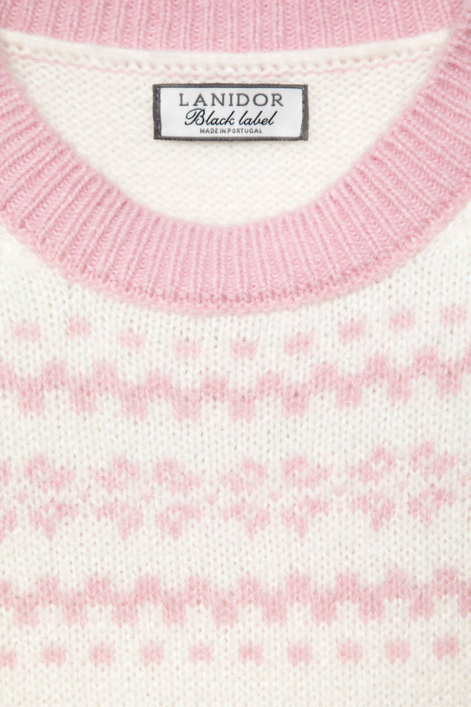 Maglione jacquard bicolor girocollo