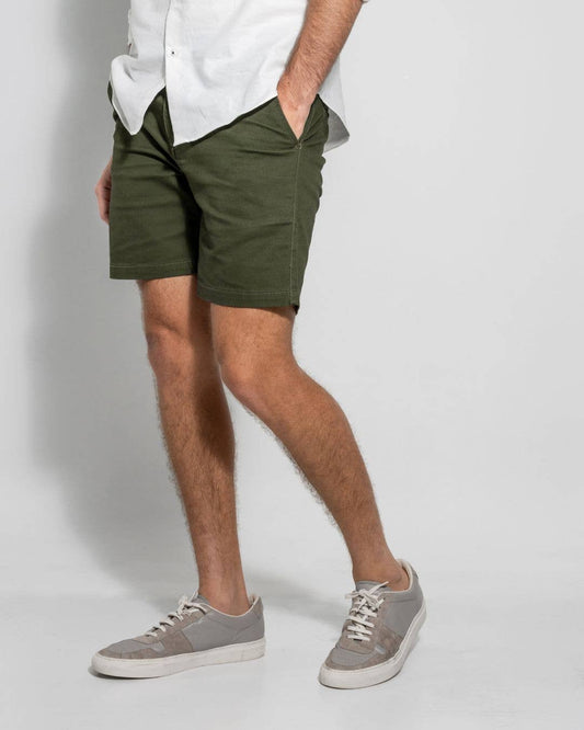 Pantaloncini chino verdi militari elasticizzati