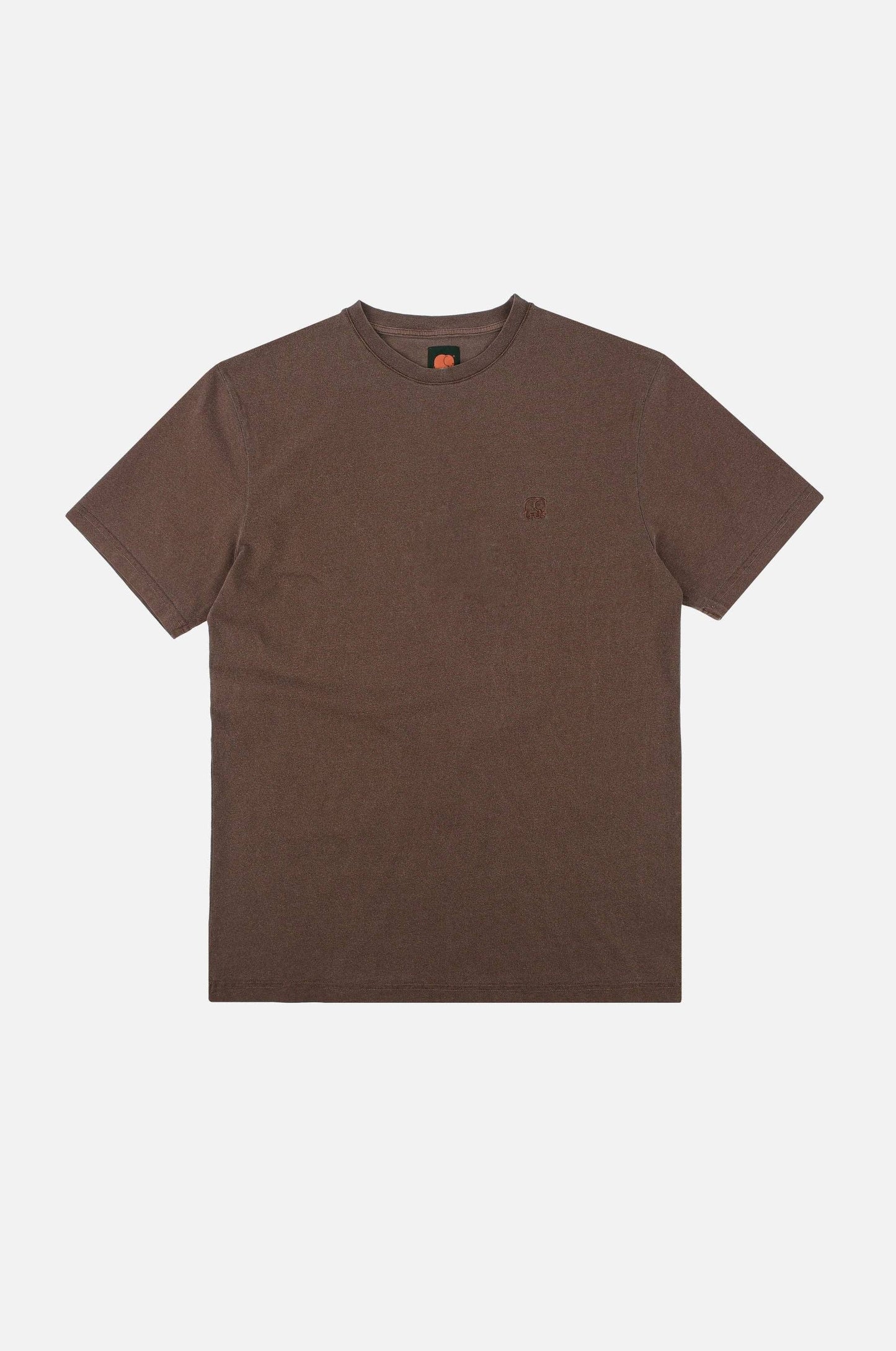 T-shirt Uomo Pigmentata Castagna con Stampa Albero