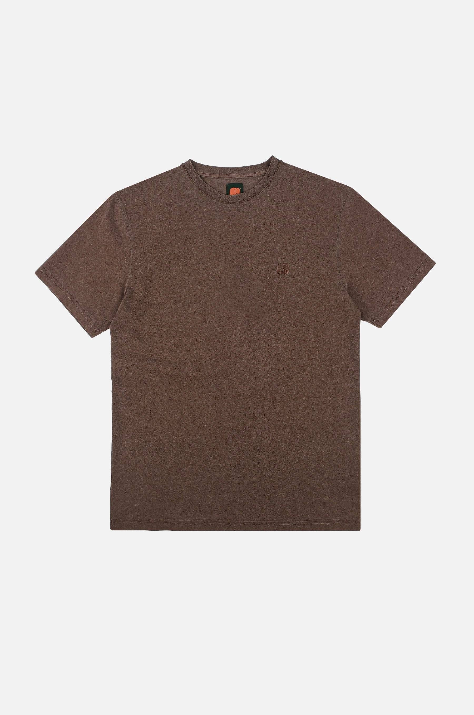 T-shirt Uomo Pigmentata Castagna con Stampa Albero