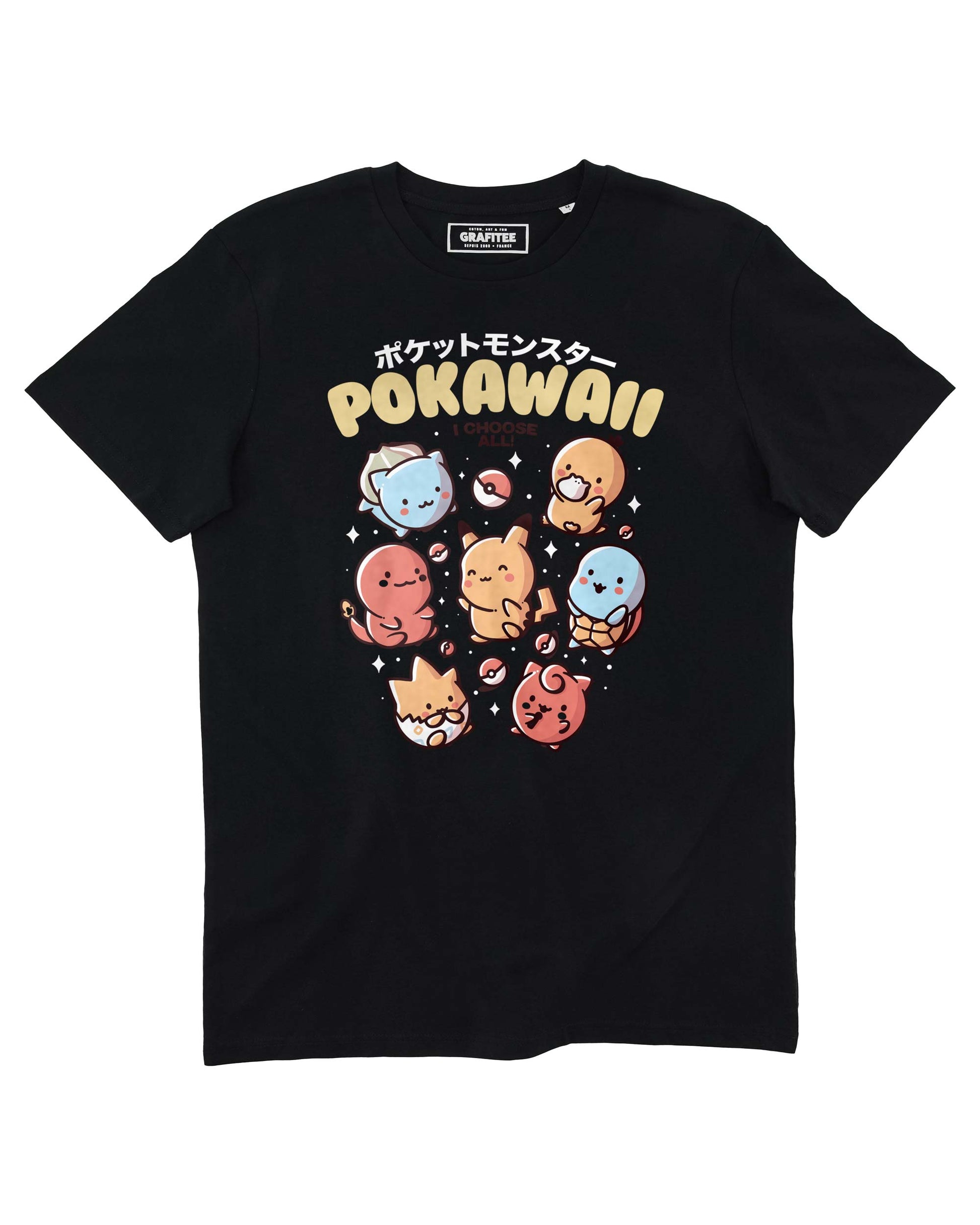 T-shirt unisex Pokawai con stampa kawaii