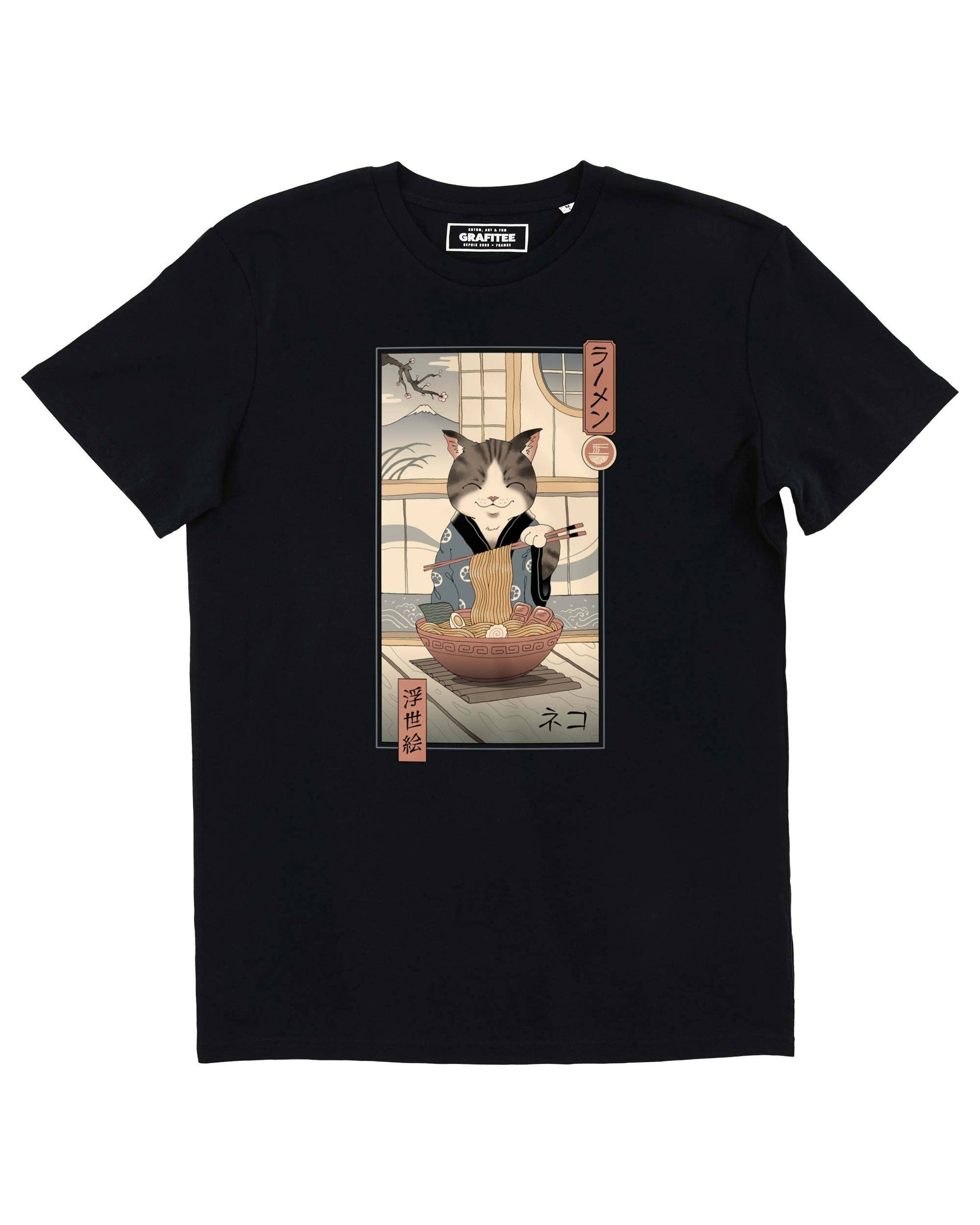 T-shirt unisex Neko Ramen con grafica giapponese