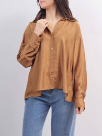 Camicia satinata in viscosa e seta