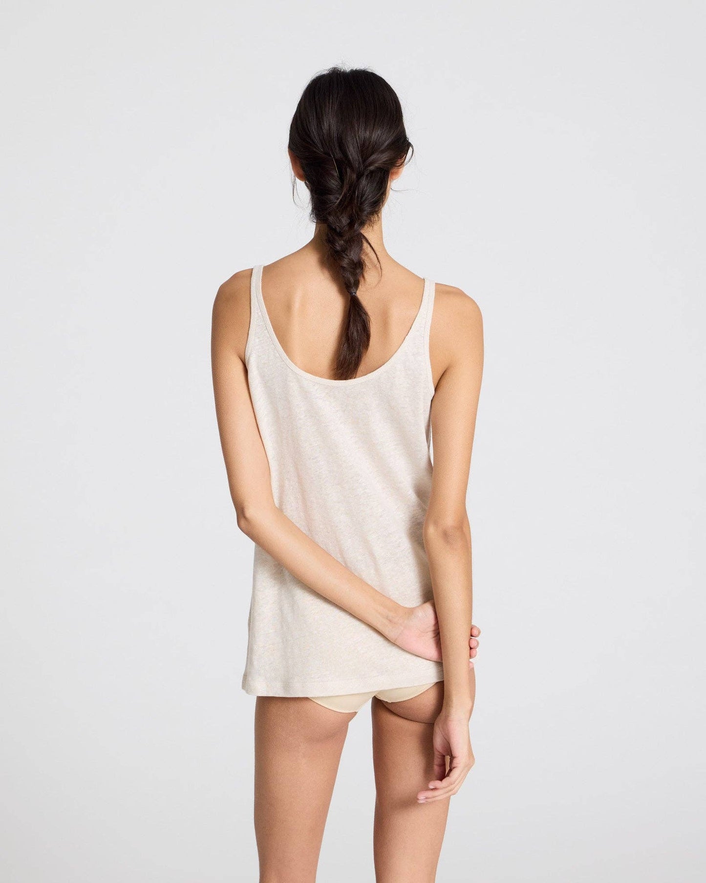 Top in lino Synne grigio antico