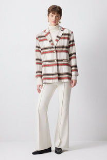 Blazer a quadri con bottoni dorati in misto cotone