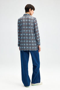 Camicia lunga con paillettes a quadri