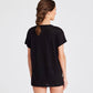 T-shirt in lino Simone nera con scollo a V