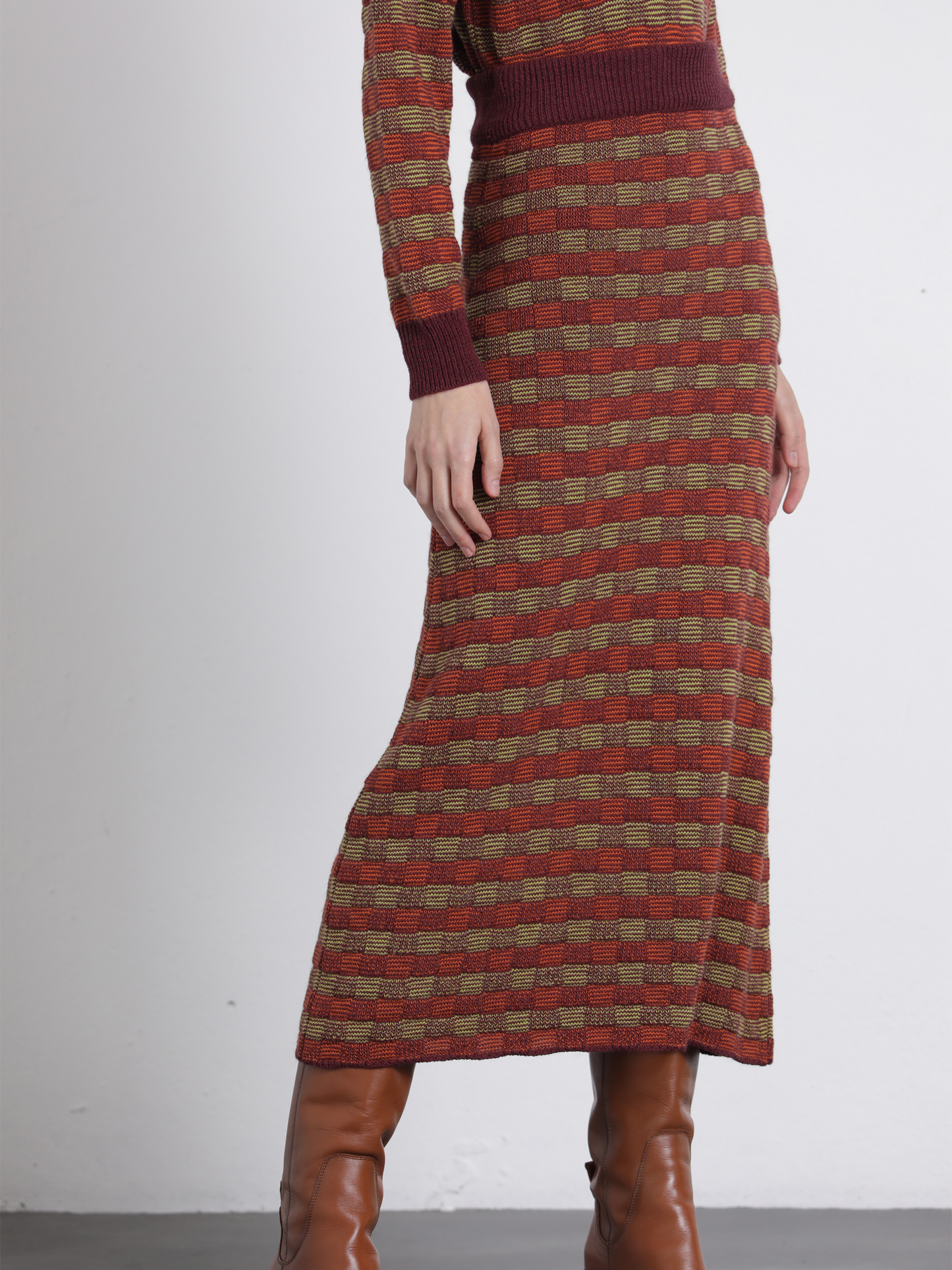 Set gonna in maglia jacquard multicolor