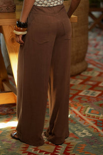 Pantaloni palazzo in misto lino da donna