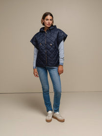 Capa donna trapuntata in nylon con cappuccio