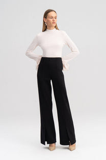 Pantaloni a vita alta in jersey con spacchi frontali