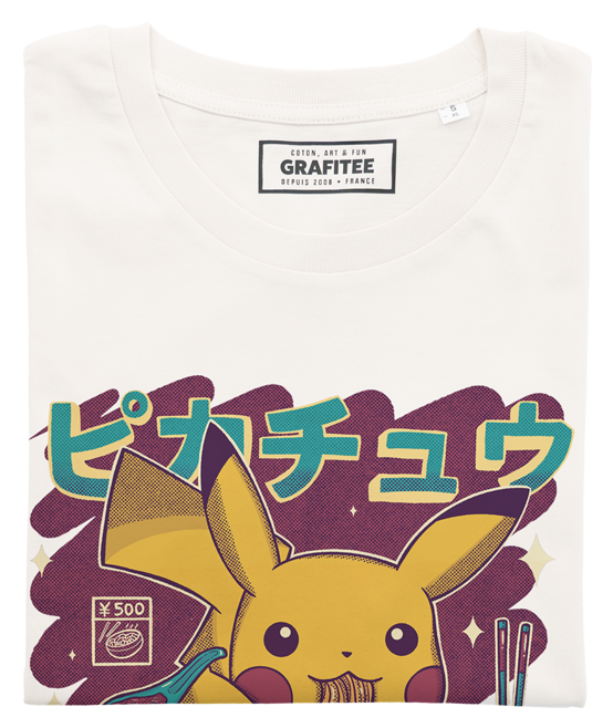 T-shirt grafica Pikachu Ramen in cotone biologico
