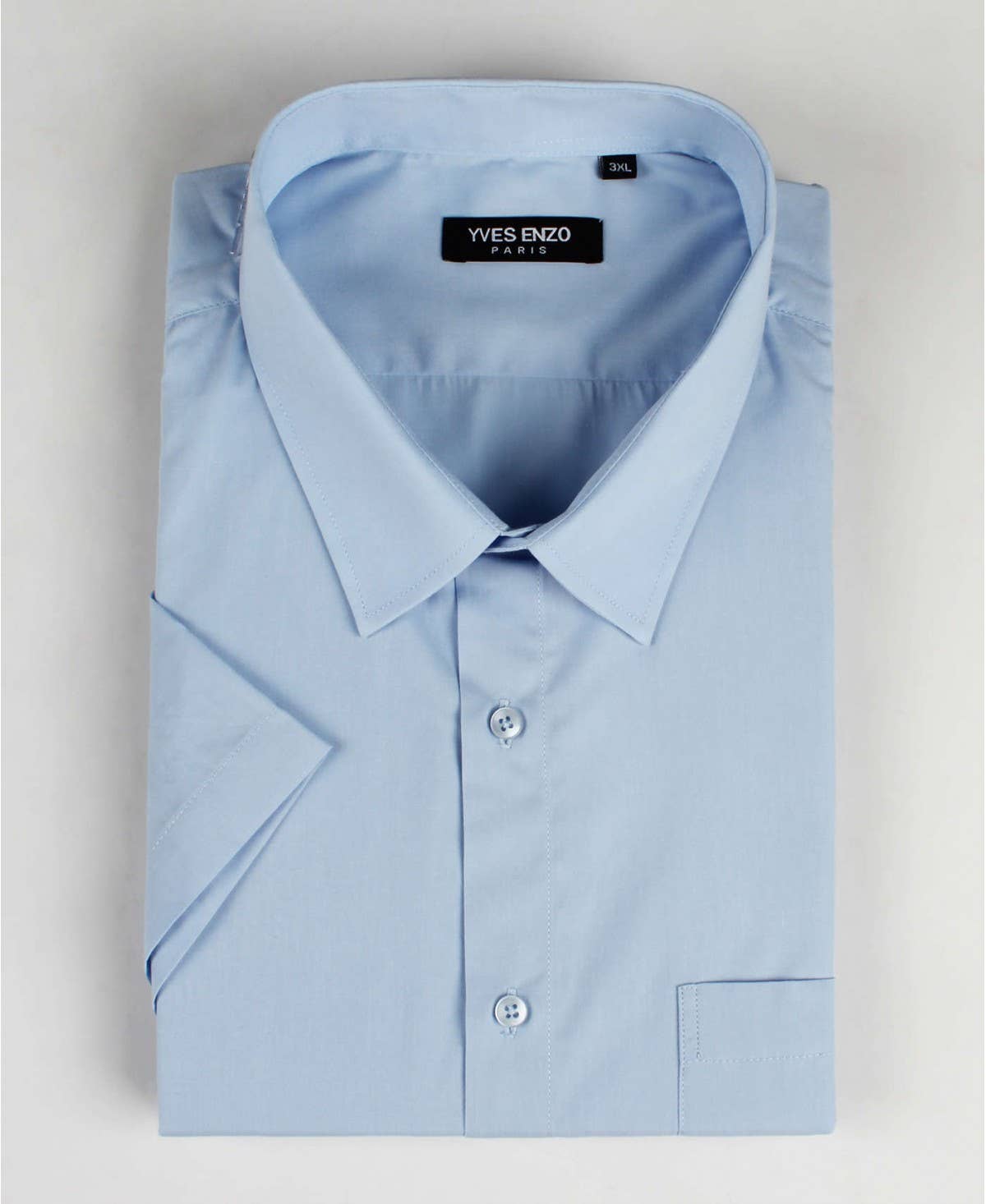 Camicia azzurra taglie forti con colletto alla francese