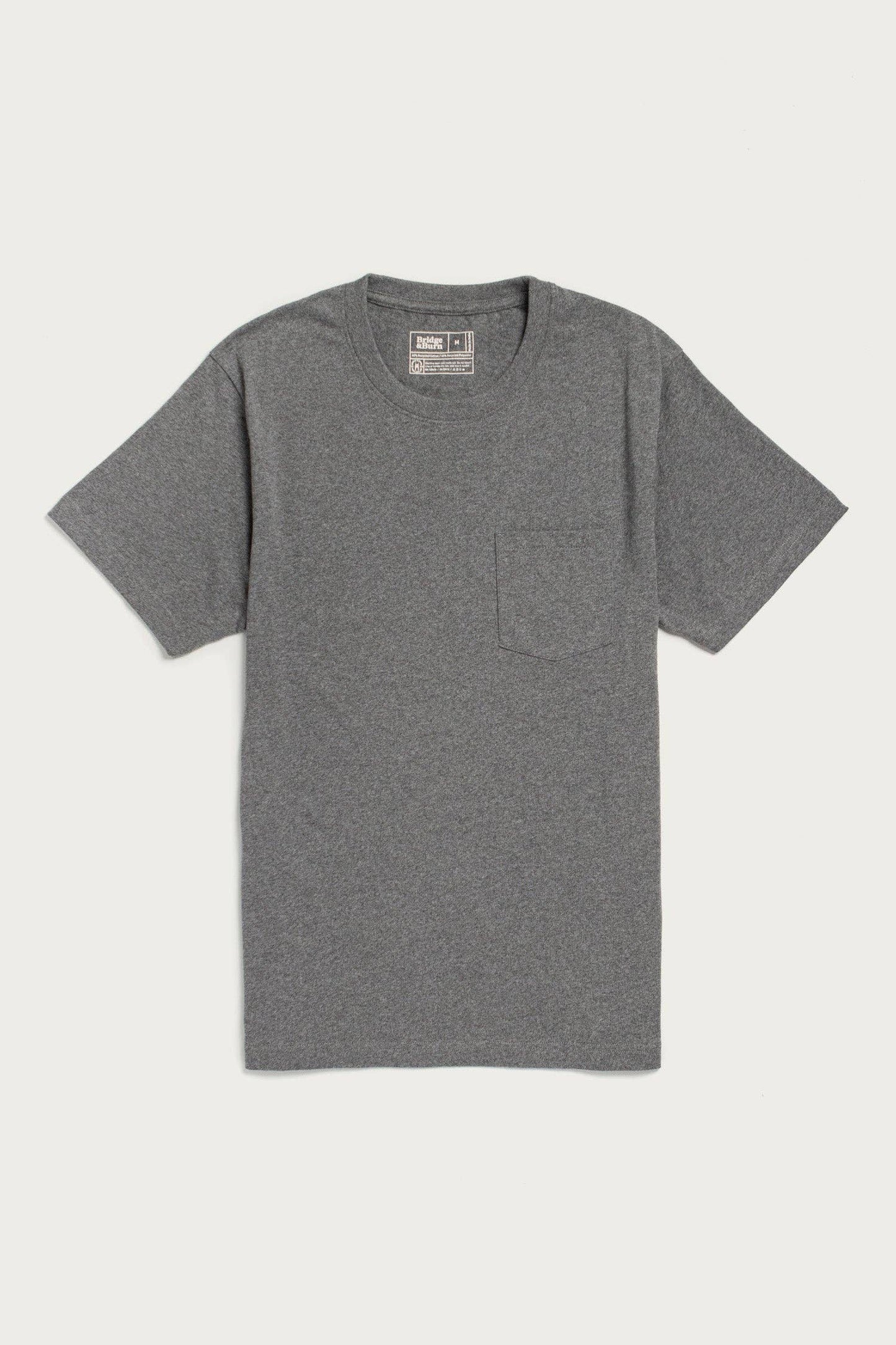 T-shirt riciclata con taschino grigio mélange