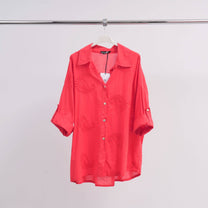 Camicia oversize in cotone ricamata