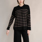 Maglione Girocollo Oversize a Righe in Misto Cashmere
