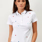 Polo donna in cotone con ricami a stelline