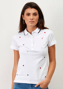 Polo donna in cotone con ricami a stelline