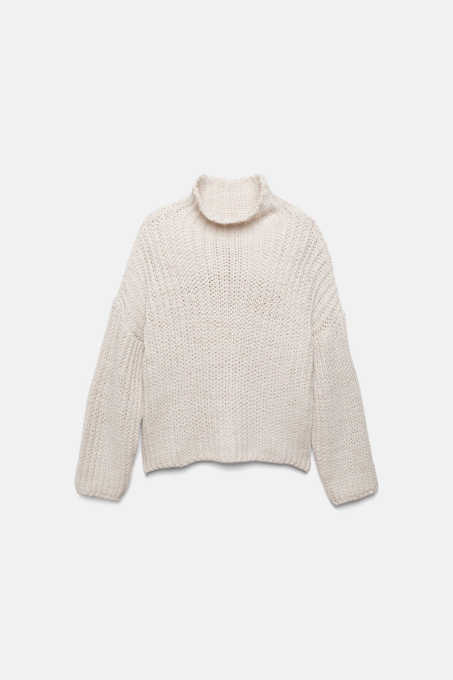 Maglione a trecce con collo alto