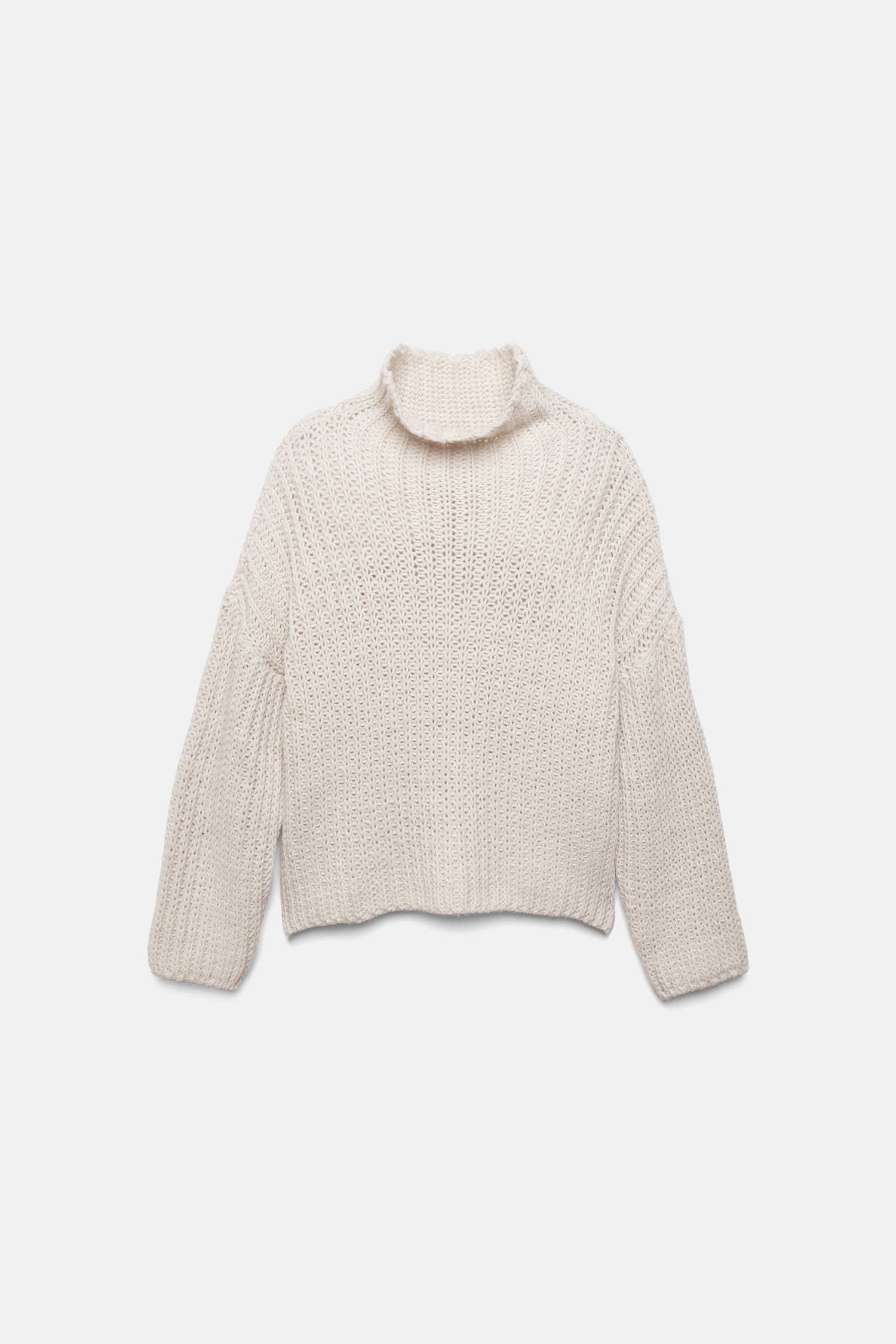 Maglione a trecce con collo alto