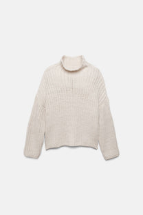 Maglione a trecce con collo alto