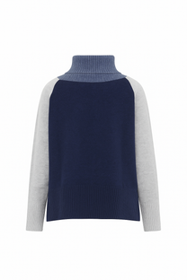 Maglia bicolore in lana e cashmere con collo alto