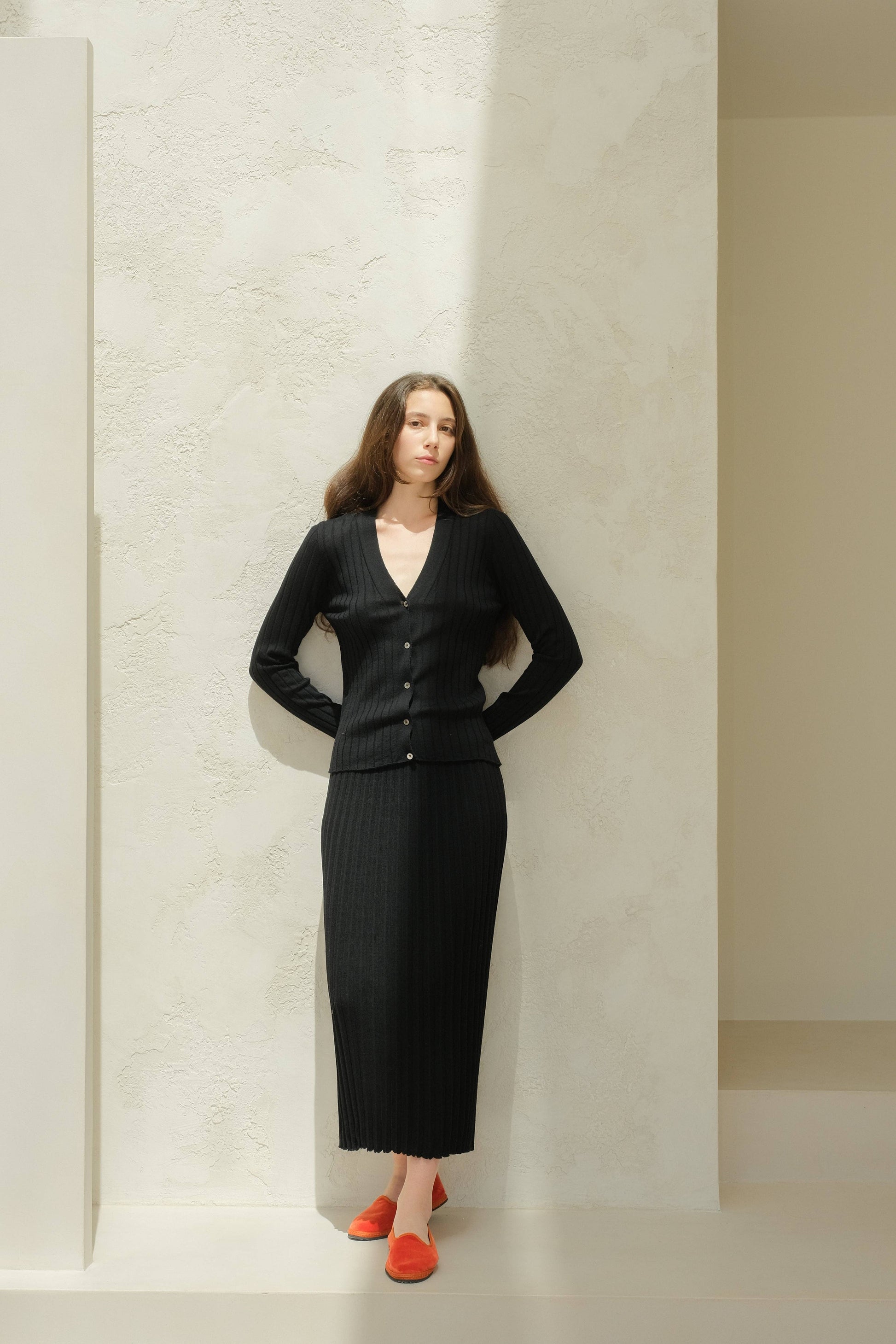 Gonna plissé in lana merino extrafine 3D knit