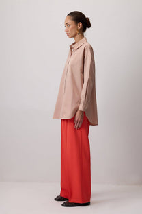 Camicia oversize morbida beige