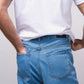 Jeans dritti in cotone a vita alta 5 tasche