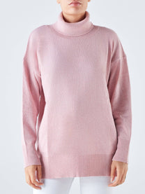 Maglione dolcevita con righe laterali