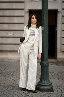 Pantaloni in velluto a coste beige a gamba ampia