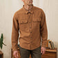 Overshirt in twill riciclato color cammello