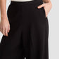 Pantaloni estivi cropped in cotone e lino blu navy