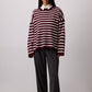 Maglione a righe bordeaux oversize