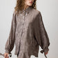 Camicia jacquard oversize con maniche a palloncino