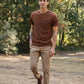 T-shirt riciclata con taschino bronzo