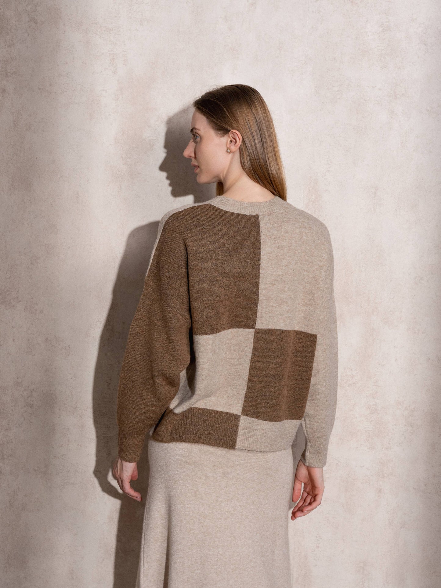 Maglione in maglia a quadri color block