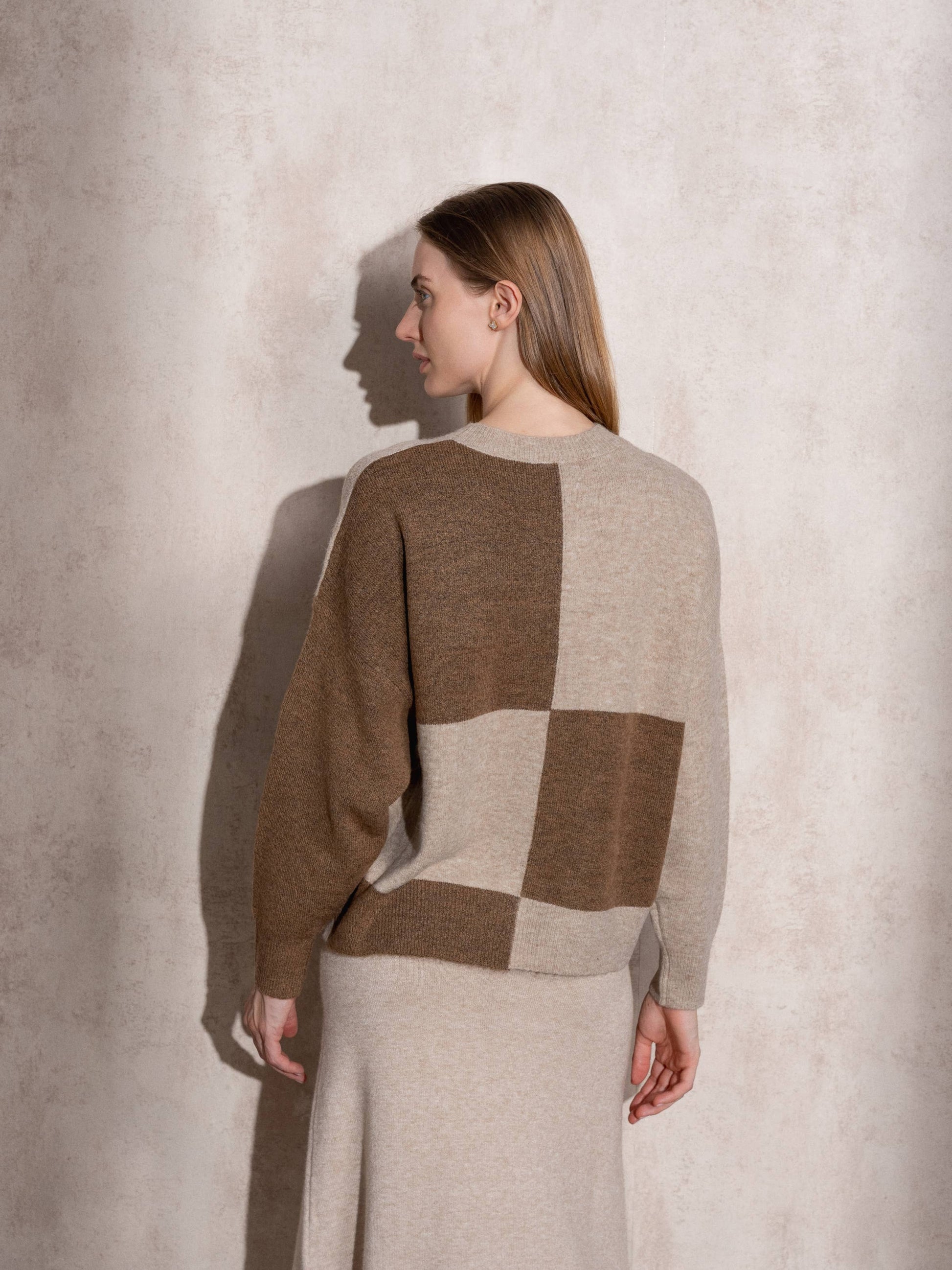 Maglione in maglia a quadri color block