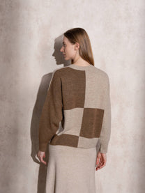 Maglione in maglia a quadri color block