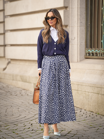 Pantaloni culotte midi a fantasia
