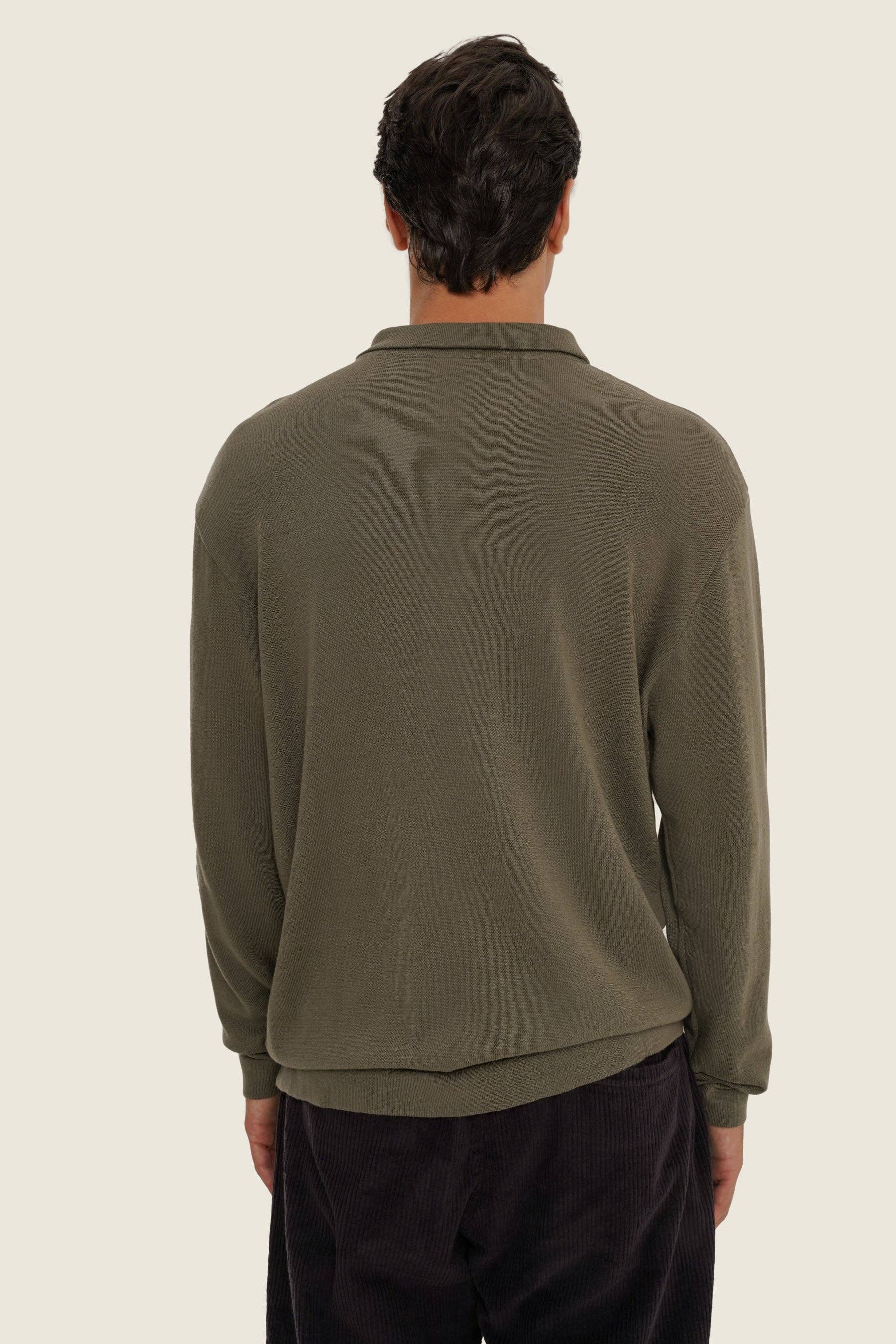 Maglione polo verde Foglia di Tè in cotone organico
