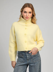 Gilet cardigan in maglia giallo Lakeyla