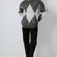 Maglione in maglia a rombi girocollo antracite